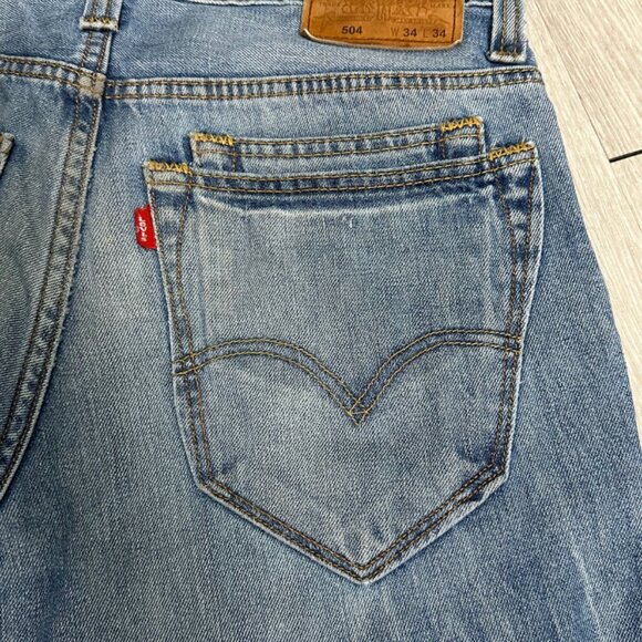 Vintage Levi's 504 Men's Blue Straight Leg Denim Jeans - Size 33x27 - Picture 5 of 10